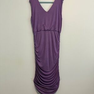 Alice + Olivia By Stacey‎ Bendet Dress Ruched Medium Bodycon Purple Zip Size L